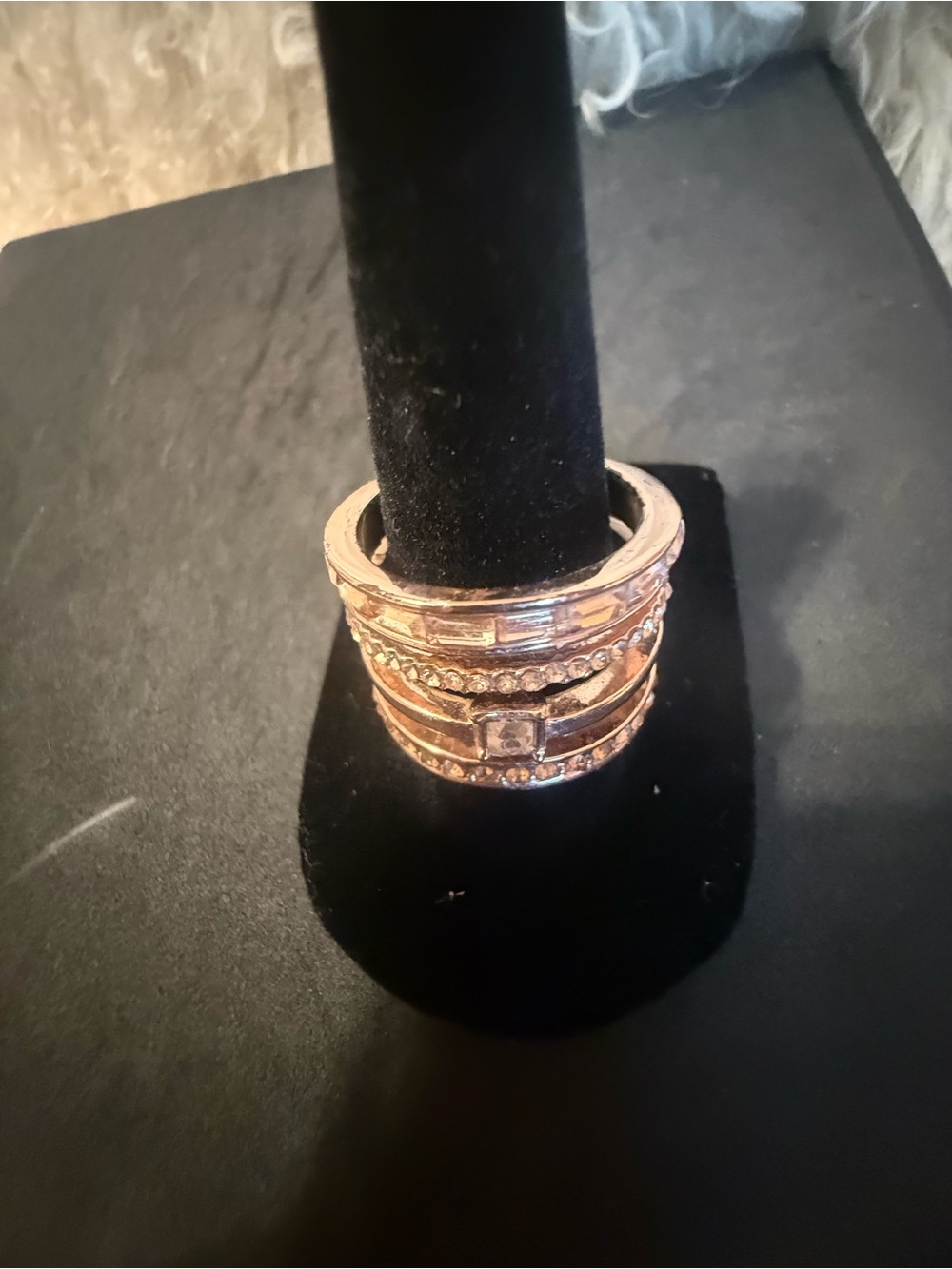 Charming Charlie Rose Gold Multi-Row Crystal Stack Ring